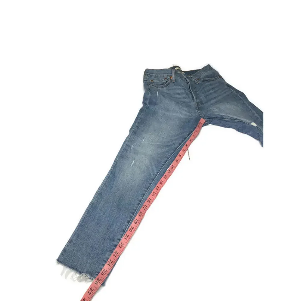 Levi's Womens Wedgie Skinny Jeans High Rise Light Wash Distressed Raw Hem Sz 29 - Picture 9 of 9